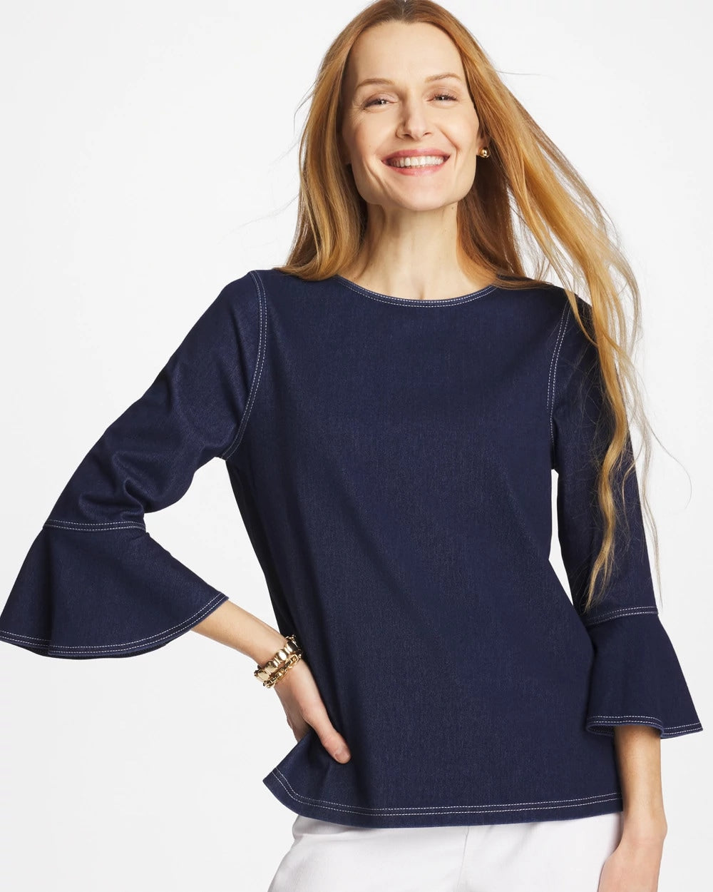 Chico's Recommended - Indigo Denim Trumpet Sleeve Top Denim