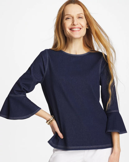 Chico's Recommended - Indigo Denim Trumpet Sleeve Top Denim