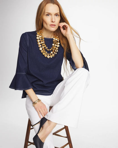 Chico's Recommended - Indigo Denim Trumpet Sleeve Top Denim