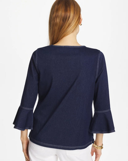 Chico's Recommended - Indigo Denim Trumpet Sleeve Top Denim