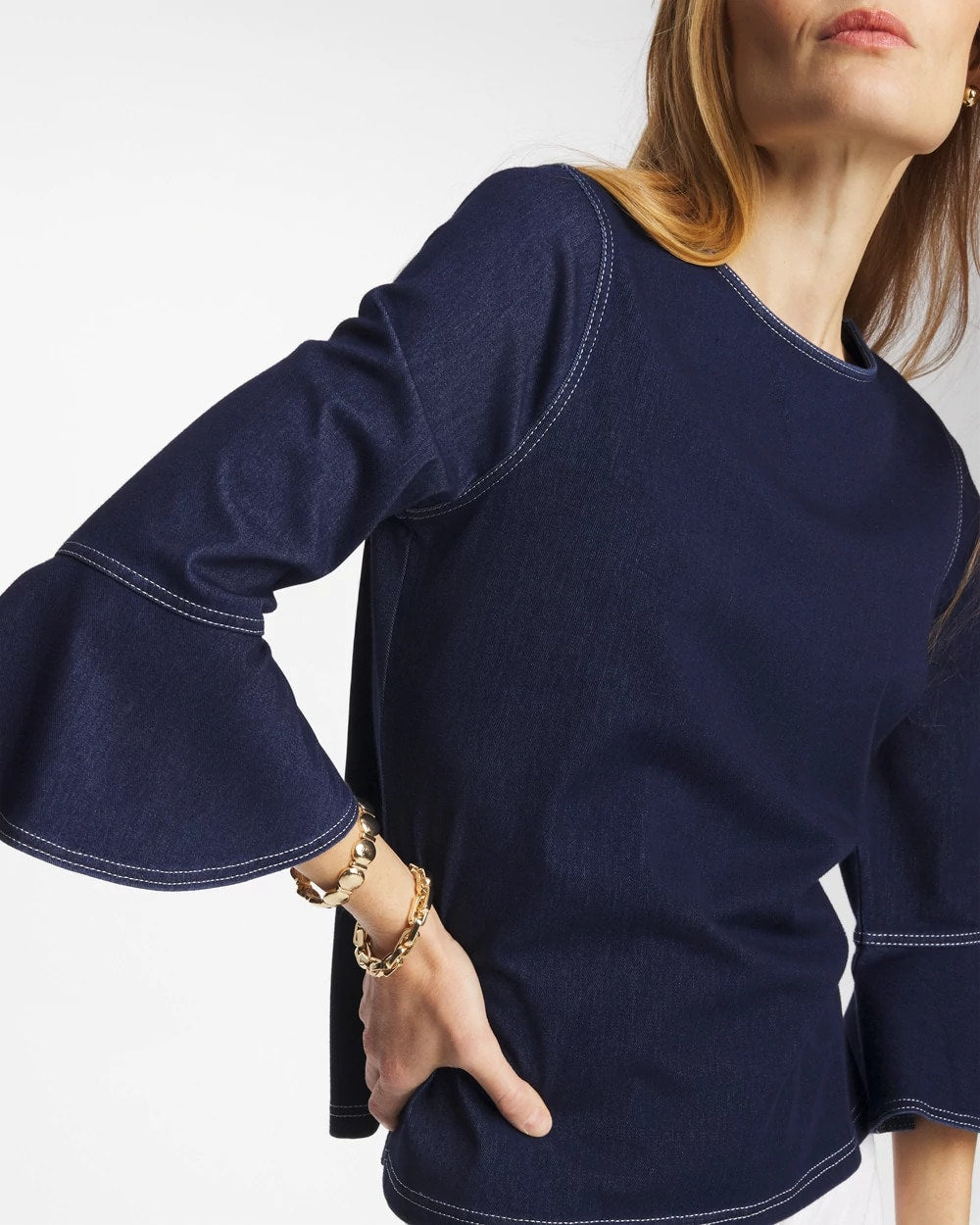 Chico's Recommended - Indigo Denim Trumpet Sleeve Top Denim