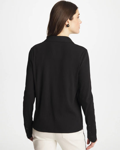 Chico's Smart Buy - Collared Rib Mix Henley Black