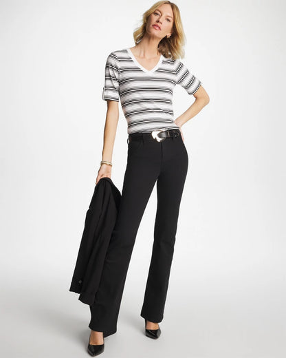 Chico's Everyday - Pima V-Neck Tab Sleeve Tee Black