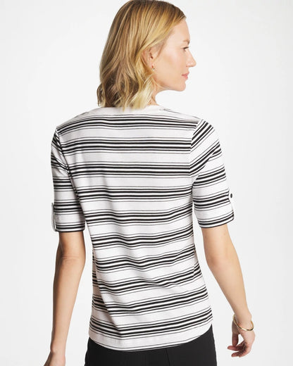 Chico's Everyday - Pima V-Neck Tab Sleeve Tee Black