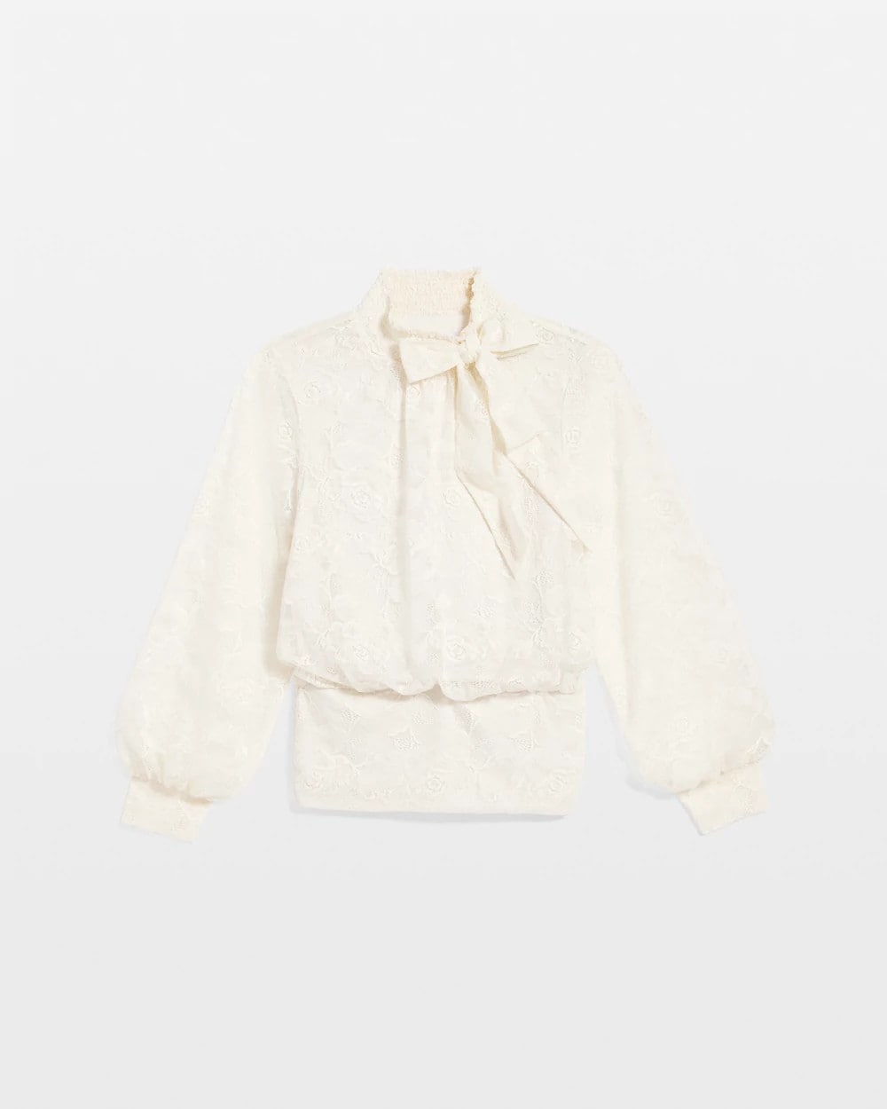 Chico's Signature - Tie-Neck Banded-Bottom Top English Cream