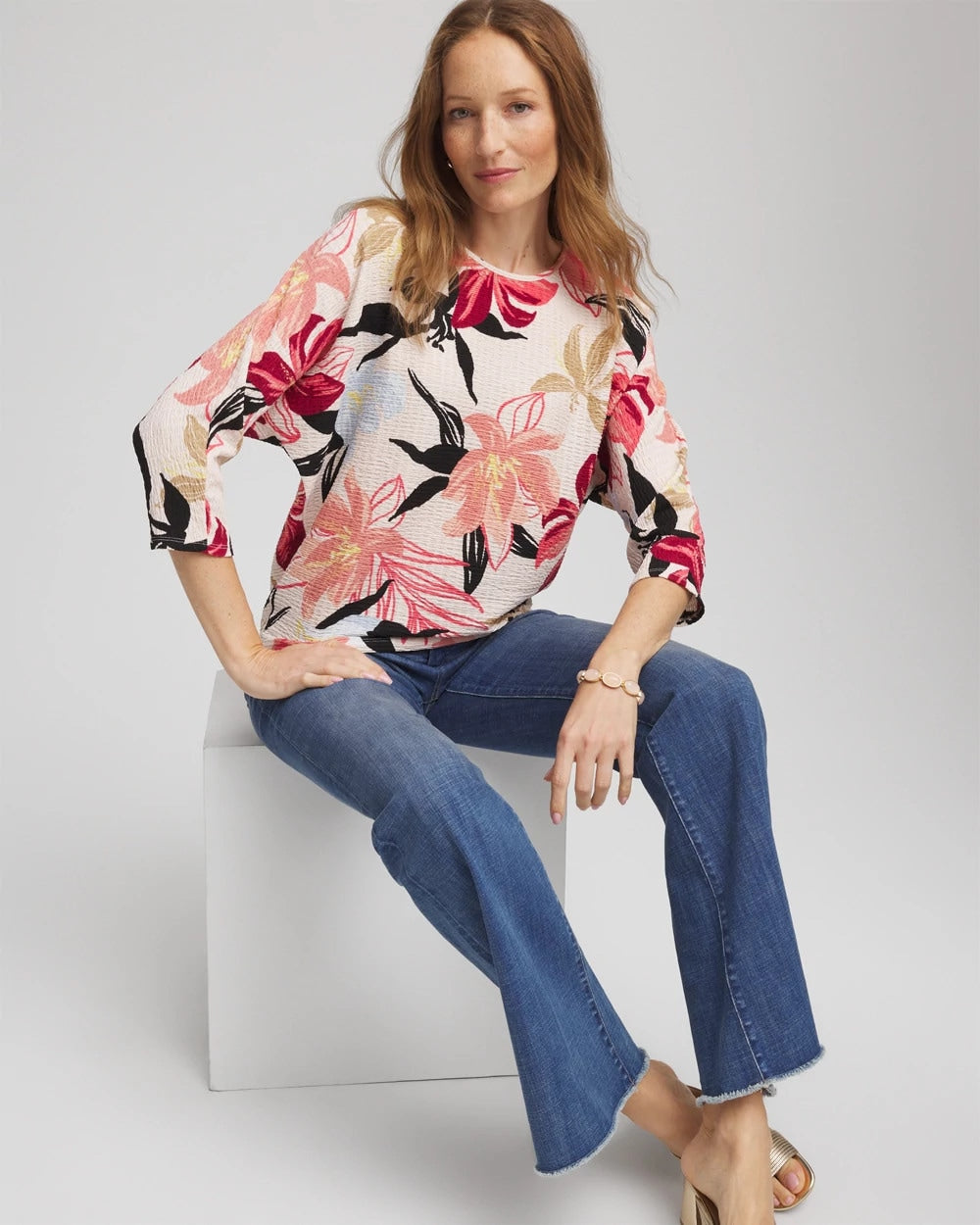 Chico's Smart Buy - Textured Tapered Dolman Top Folkloric Red