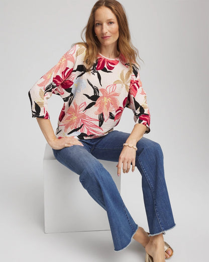 Chico's Smart Buy - Textured Tapered Dolman Top Folkloric Red