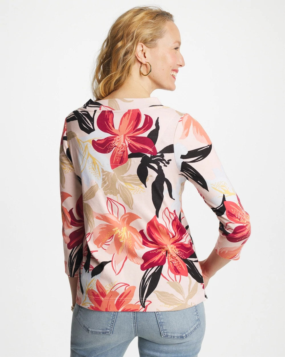 Chico's Smart Buy - Pima Cotton 3/4 Sleeve Tee Folkloric Red