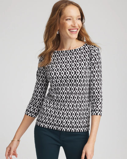 Chico's Best Price - Pima 3/4 Sleeve Tee Black