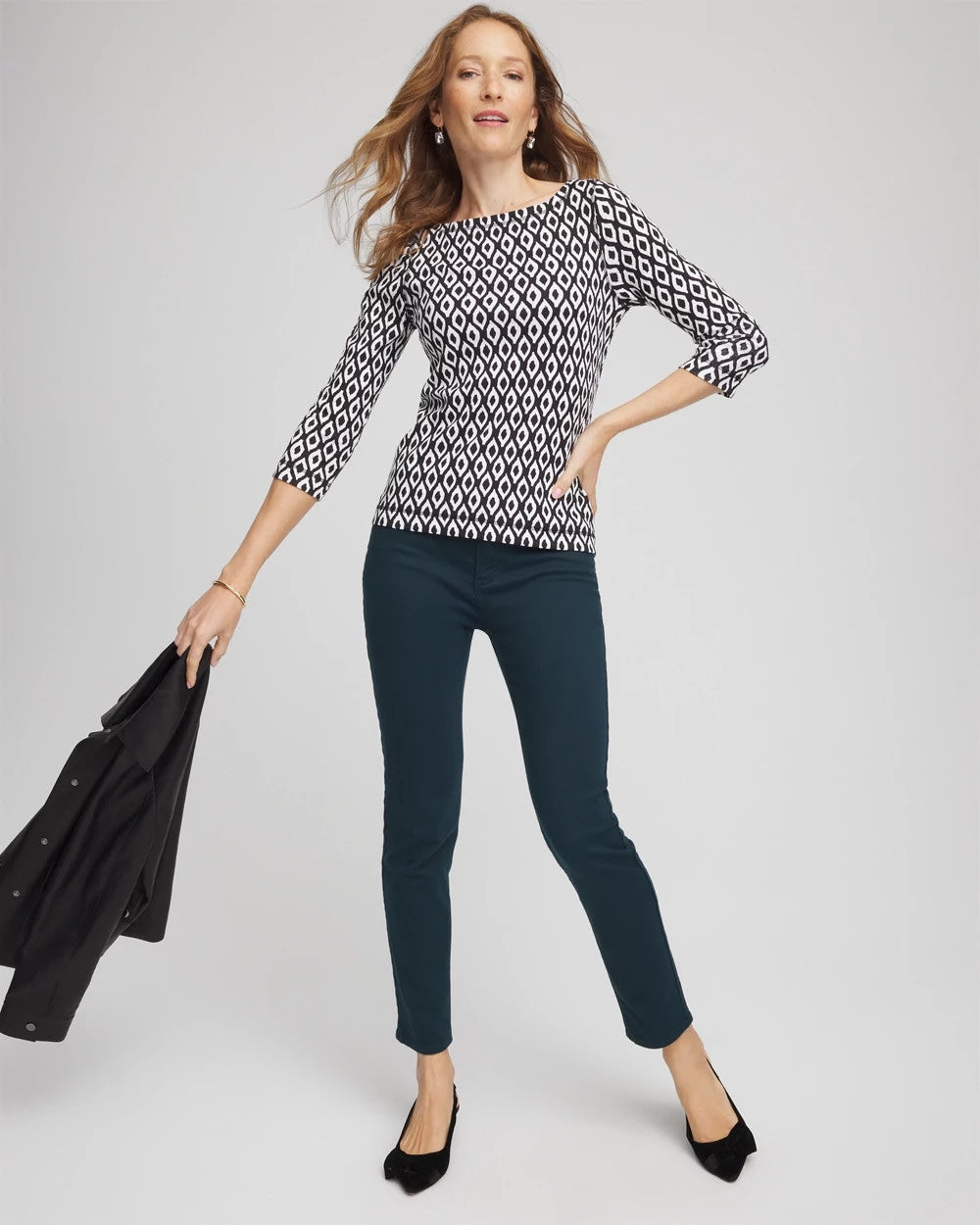 Chico's Best Price - Pima 3/4 Sleeve Tee Black