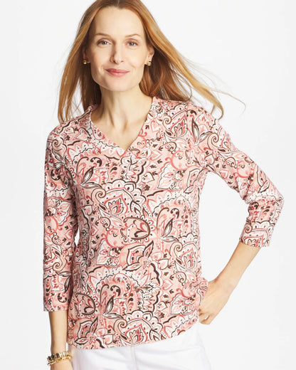Chico's Premium - Pima 3/4 Sleeve Tee Rose Smoke