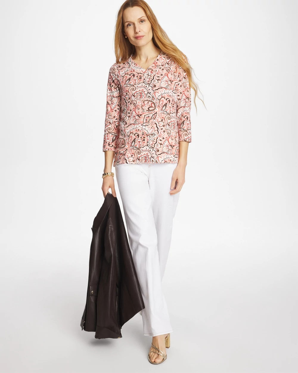 Chico's Premium - Pima 3/4 Sleeve Tee Rose Smoke