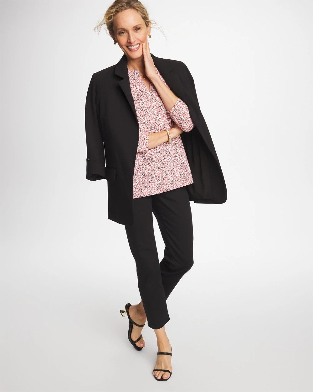Chico's Featured - Cotton-Slub Splitneck Henley Tee Folkloric Red
