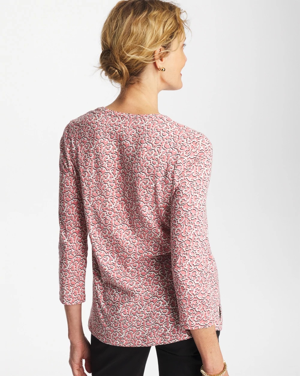 Chico's Featured - Cotton-Slub Splitneck Henley Tee Folkloric Red