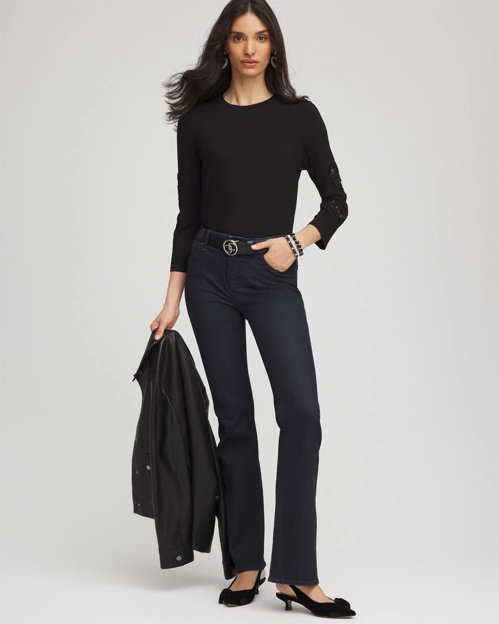Chico's Everyday - Heart Sleeve Detail Tee Black