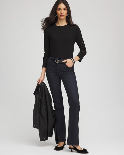 Chico's Everyday - Heart Sleeve Detail Tee Black