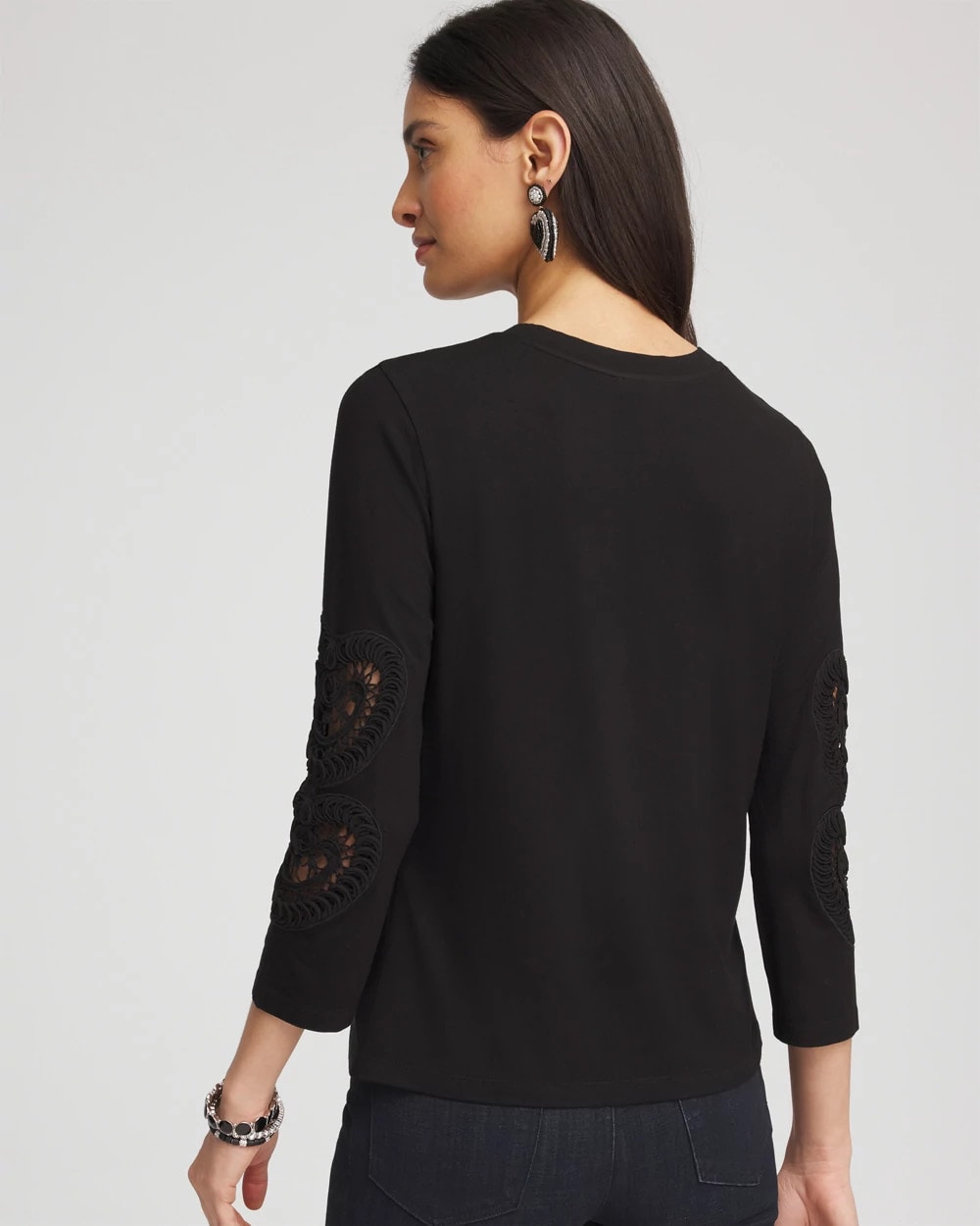 Chico's Everyday - Heart Sleeve Detail Tee Black