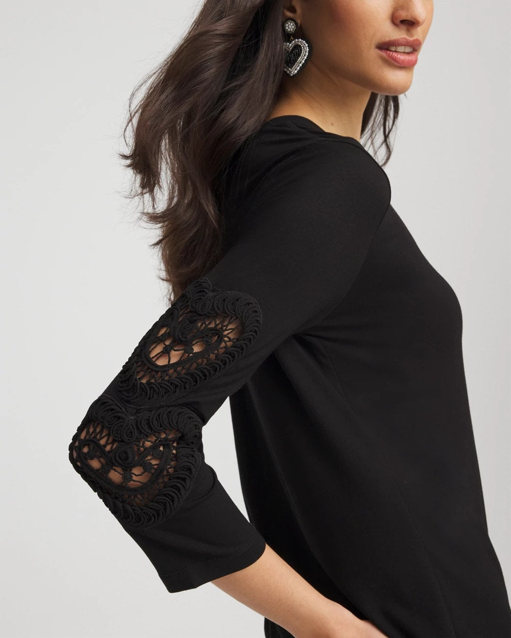 Chico's Everyday - Heart Sleeve Detail Tee Black