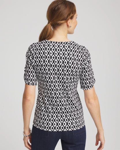 Chico's Smart Buy - Printed Pima Elbow Sleeve Tee Black