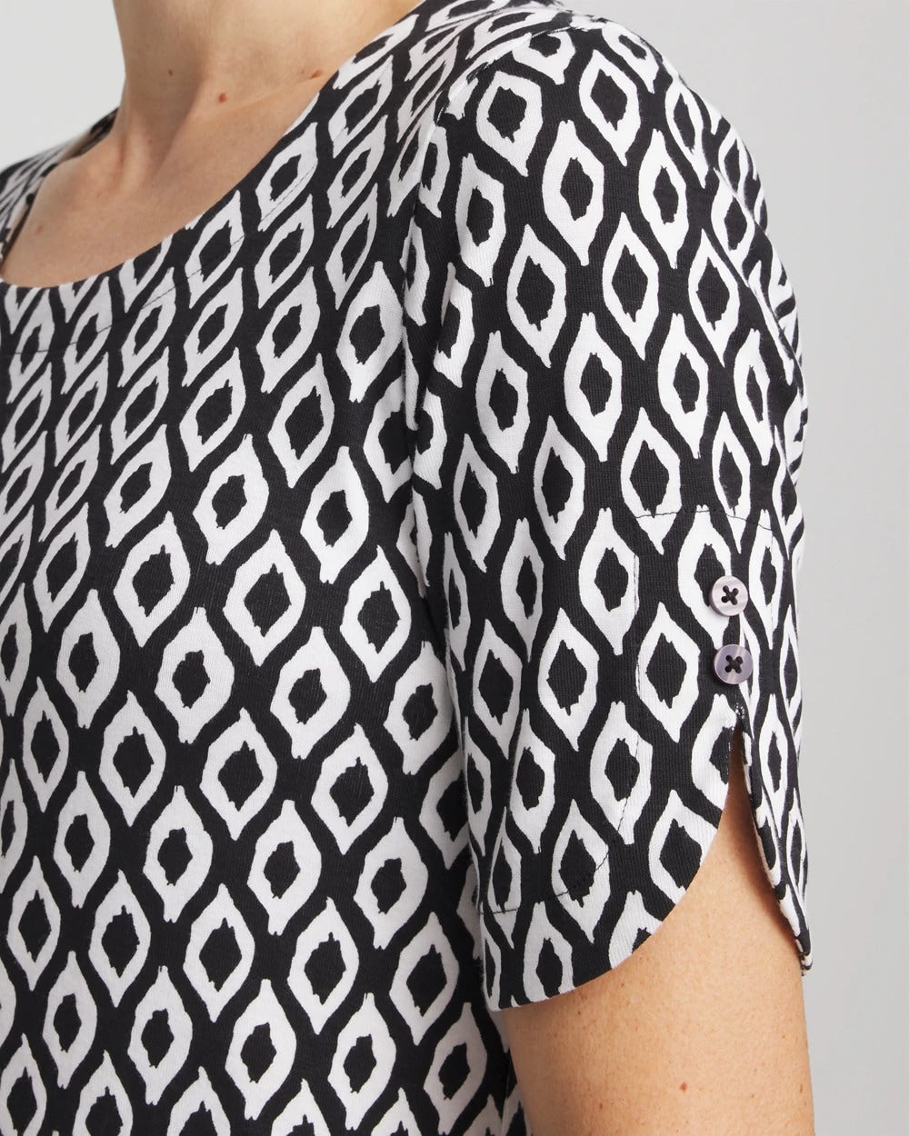 Chico's Smart Buy - Printed Pima Elbow Sleeve Tee Black