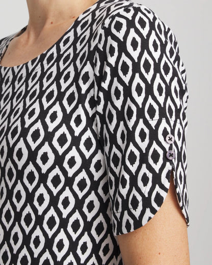 Chico's Smart Buy - Printed Pima Elbow Sleeve Tee Black