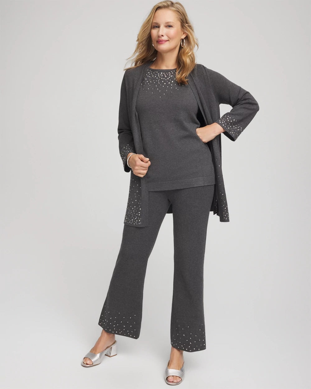 Chico's Premium - Travelers™ Rhinestone Tank Graphite Gray
