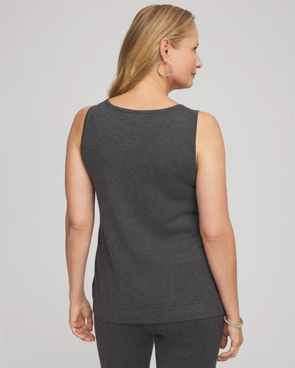 Chico's Premium - Travelers™ Rhinestone Tank Graphite Gray