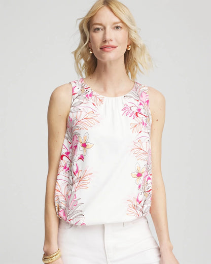 Chico's Best Price - Tropical Floral Bubble Hem Tee Alabaster