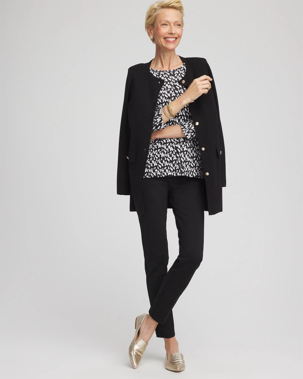 Chico's Best Seller - Pima Crewneck Button Tee Black