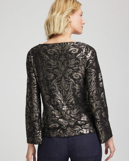 Chico's Deals - Art Deco Burnout Jacquard Top Black