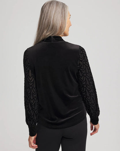 Chico's Great Value - Art Deco Velvet Burnout Top Black