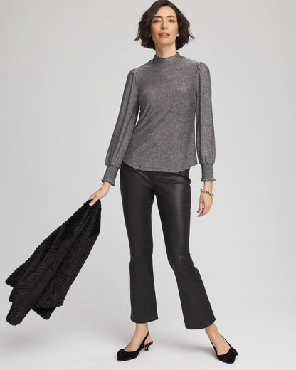 Chico's Great Value - Sparkle Smocked Top Silver Glitter