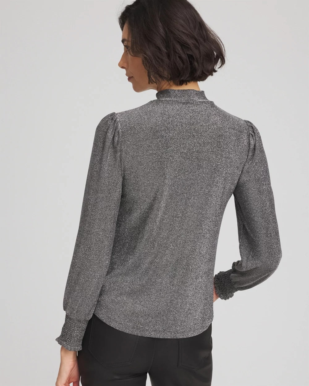 Chico's Great Value - Sparkle Smocked Top Silver Glitter