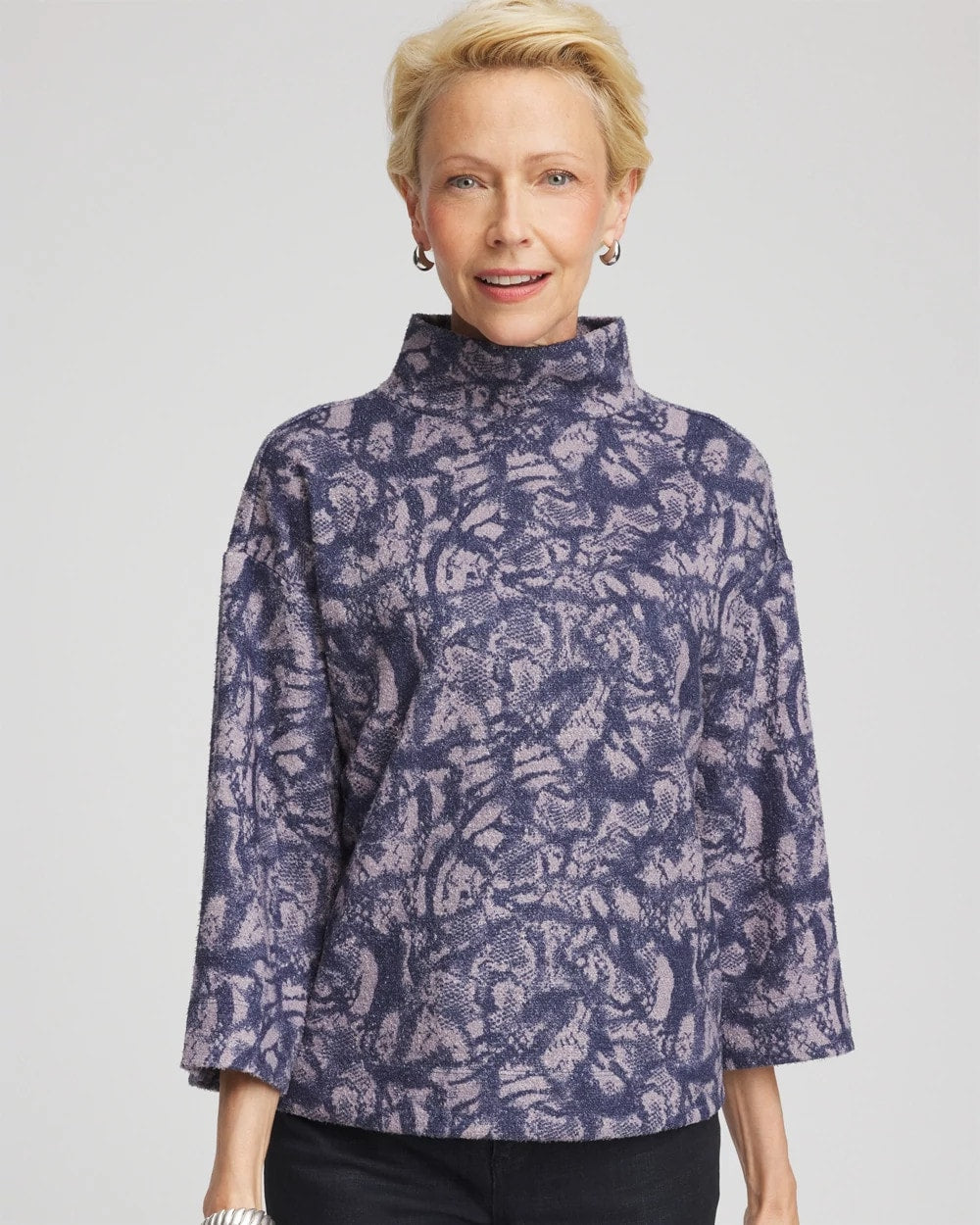 Chico's Signature - Animal Cozy Turtleneck Indigo Sky