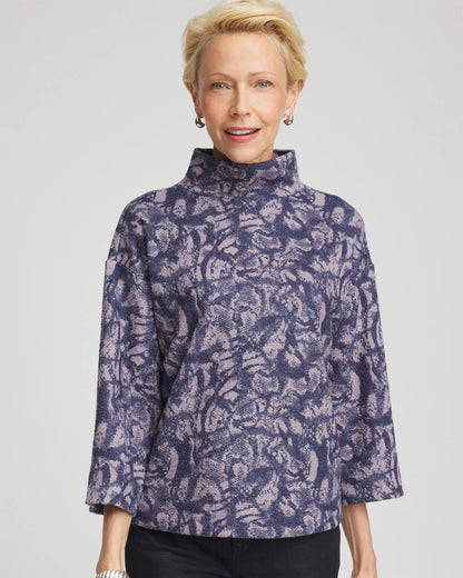 Chico's Signature - Animal Cozy Turtleneck Indigo Sky