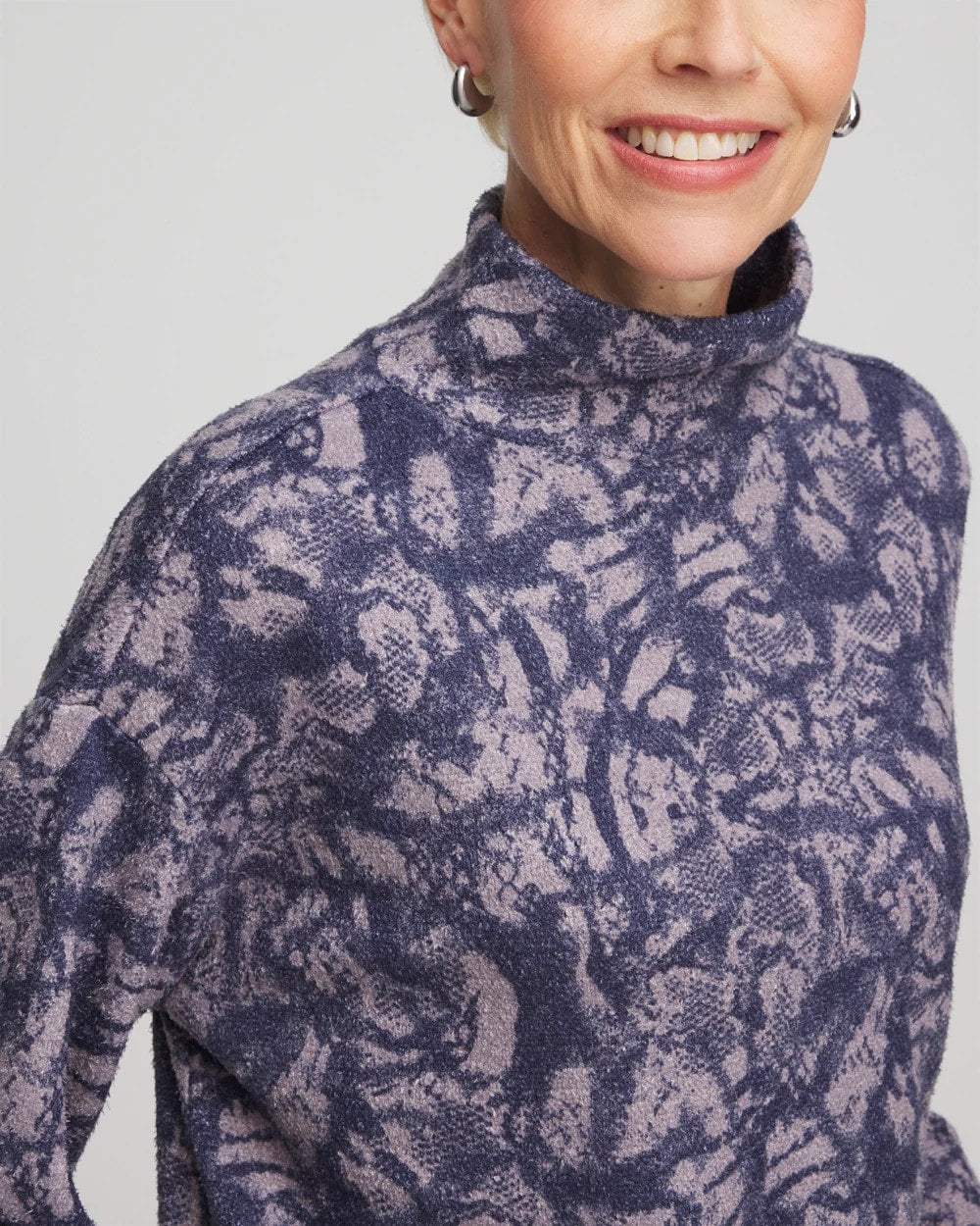 Chico's Signature - Animal Cozy Turtleneck Indigo Sky