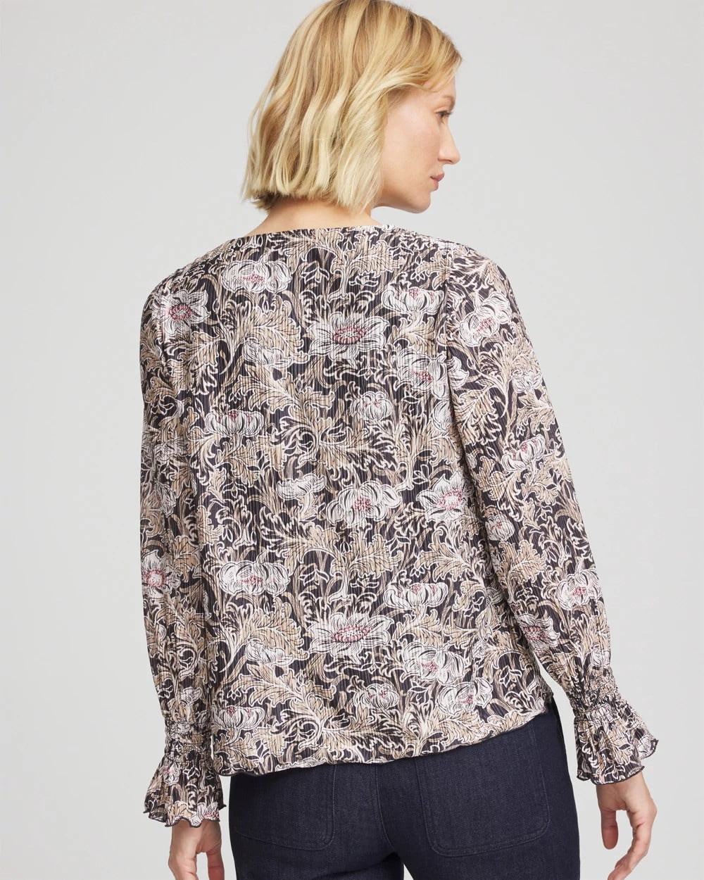 Chico's Great Value - Bloom Crinkle Bodre Top Graphite Gray