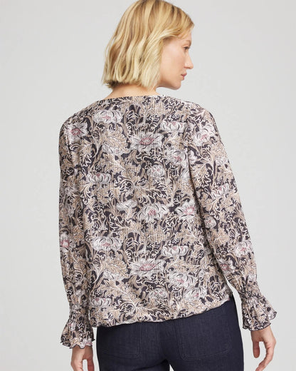 Chico's Great Value - Bloom Crinkle Bodre Top Graphite Gray