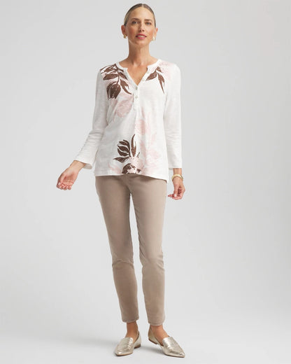 Chico's Quality - Slub Splitneck Henley Tee Rose Smoke
