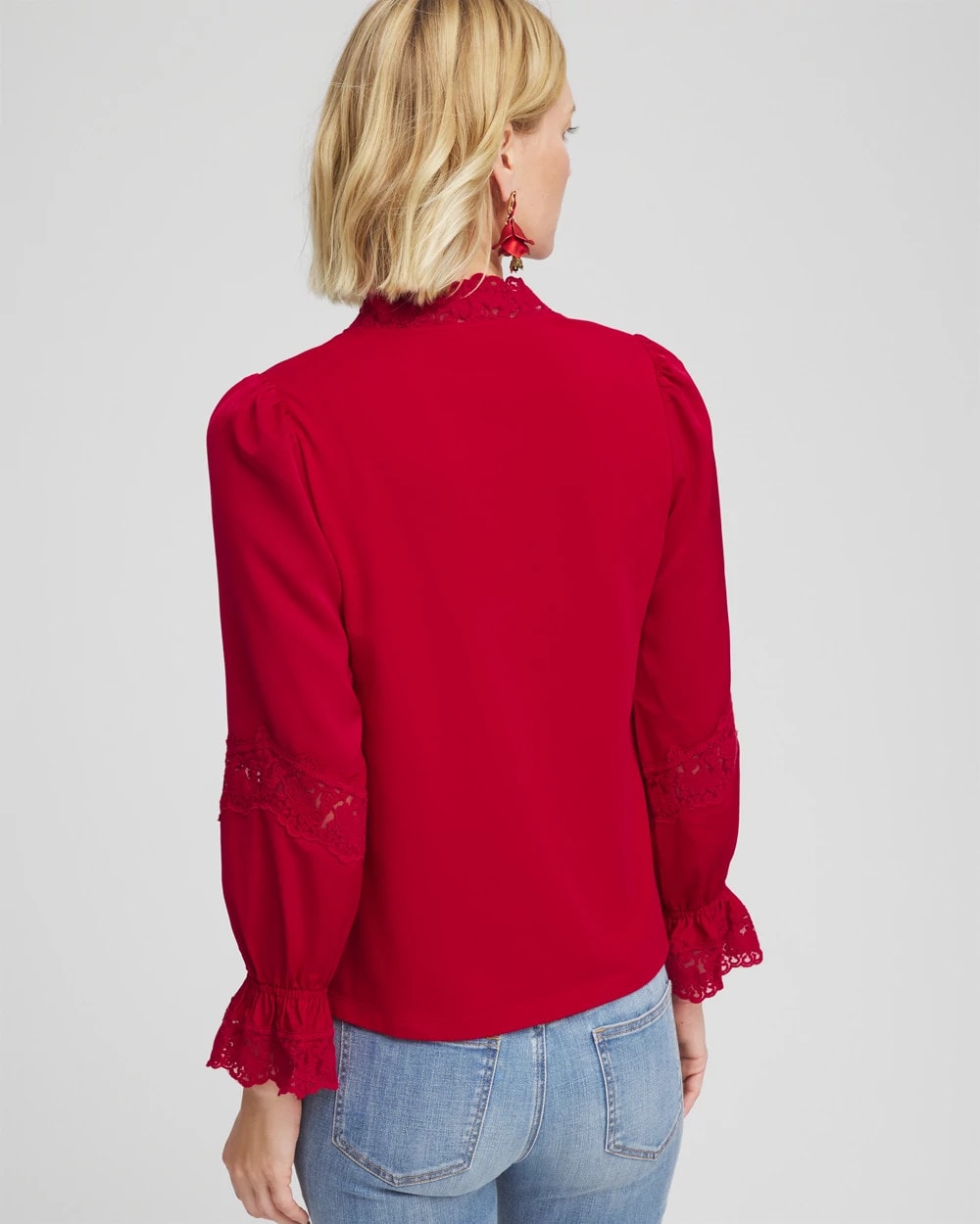 Chico's Everyday - Lace V-Neck Top Carmine Red