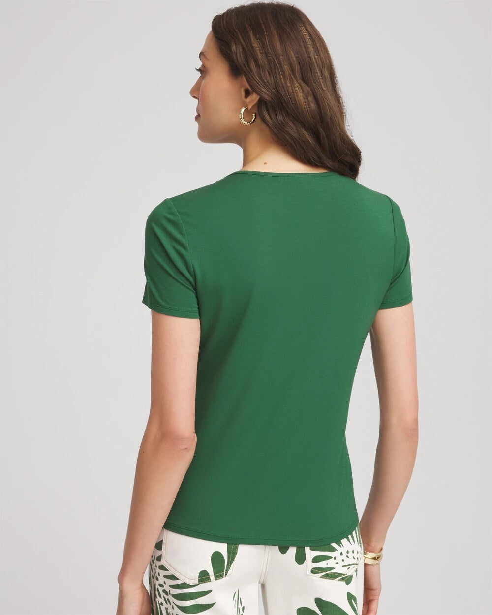 Chico's Value - Jersey Knit Ruched Front Tee Palm Leaf