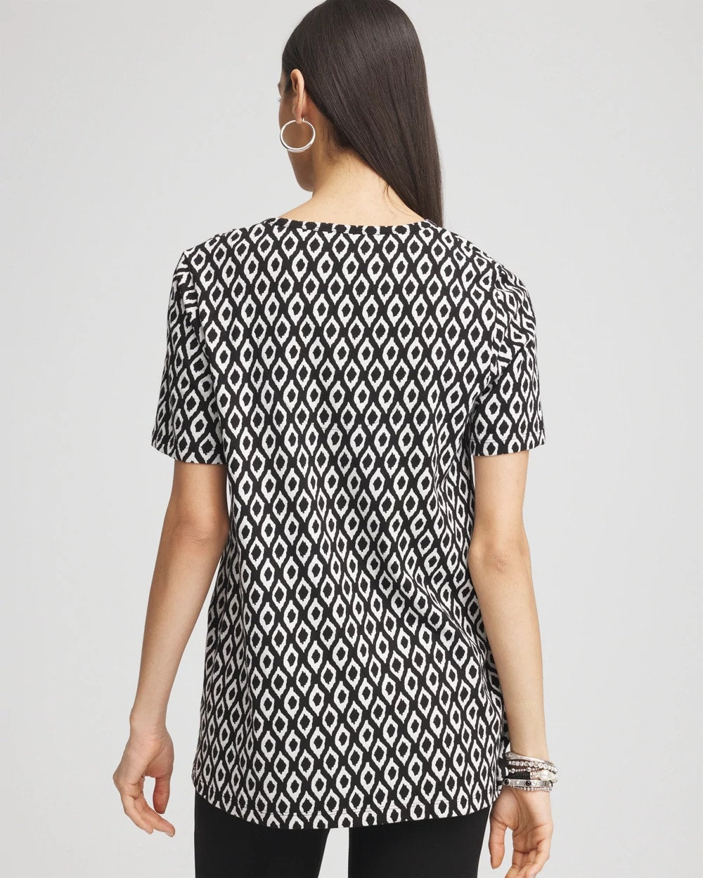 Chico's Sale - Graphic Slub V-Neck Tee Black