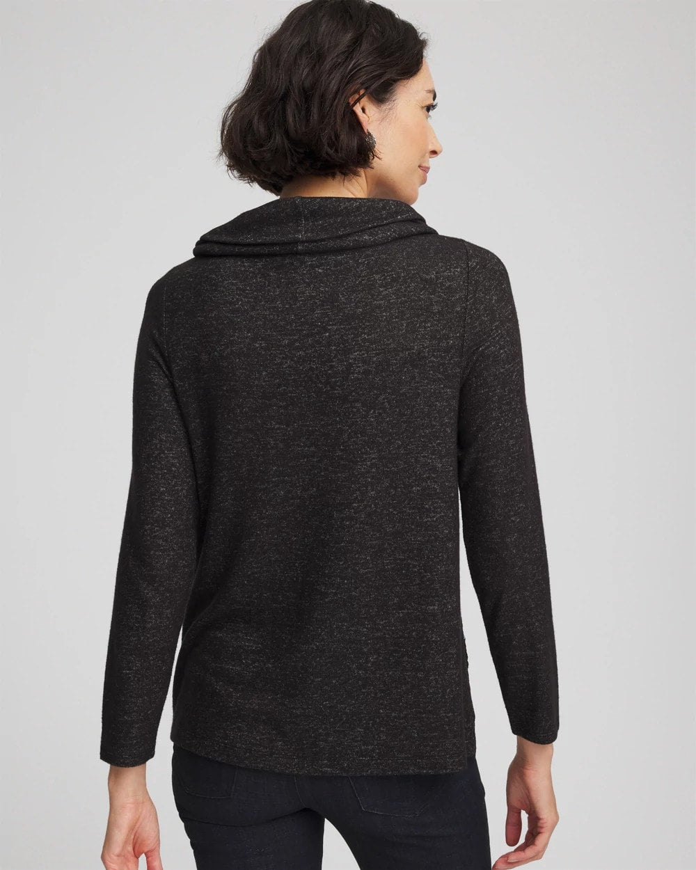 Chico's Latest - Lace Hem Cowlneck Top Black