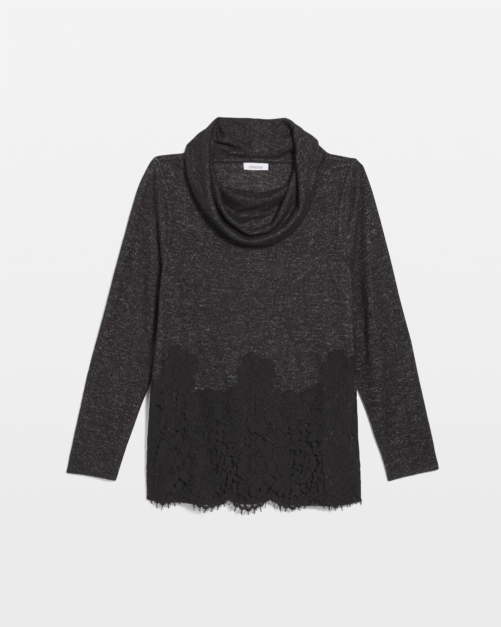 Chico's Latest - Lace Hem Cowlneck Top Black