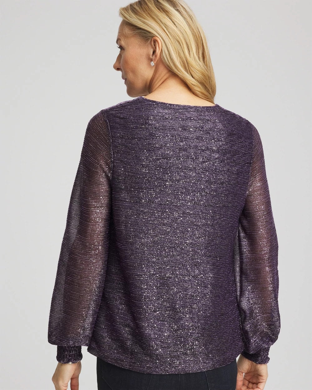 Chico's Latest - Foiled Bodre Top Purple Elixir
