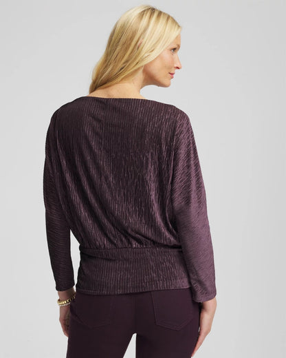 Chico's Best Seller - Crinkle Velvet Banded-Bottom Top Night Bloom