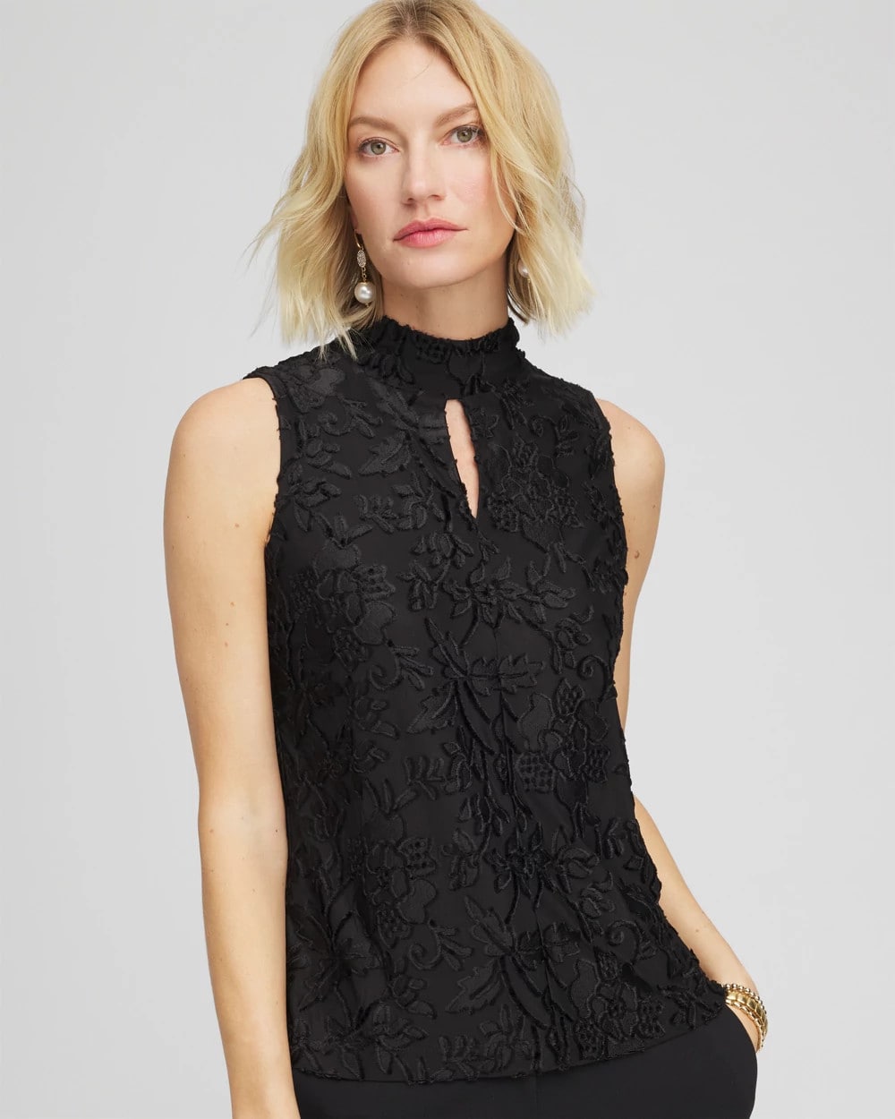 Chico's Best Seller - Burnout Mockneck Tank Black