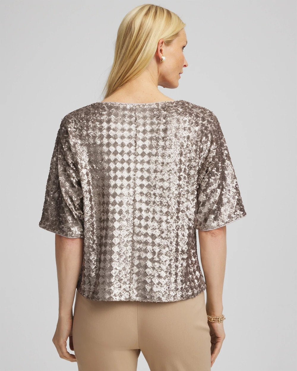 Chico's Special Offer - Art Deco Dolman Sequins Tee Gold