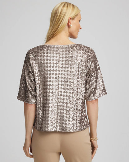 Chico's Special Offer - Art Deco Dolman Sequins Tee Gold