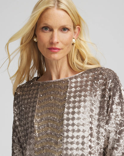Chico's Special Offer - Art Deco Dolman Sequins Tee Gold